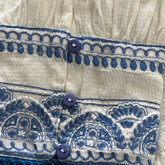 Free People dress, white with blue trim blue buttons Size large new - Picture 7 of 8